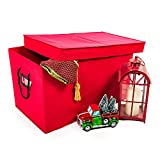 [Multi Use Christmas Decoration Storage Box] - Self Standing Container with ID Tag Holder for Easy Identification - for Garland Storage and Other Miscellaneous Decor Storage (Red)