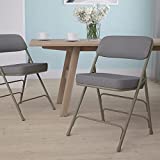 Flash Furniture HERCULES Series Premium Curved Triple Braced & Double Hinged Gray Fabric Metal Folding Chair