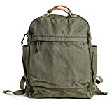 Gootium Canvas Backpack for Women Vintage Style Zipper Bag Men's Casual Daypack Cloth Outdoor Travel Rucksack, Military Green