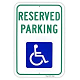 Large Reserved Parking Sign, Handicap Parking Sign, 18"x 12" .040 Aluminum Reflective Sign Rust Free Aluminum-UV Protected and Weatherproof