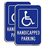 MUXYH Handicap Parking Sign 2 Pack, Reserved Parking Sign, with Picture of Wheelchair Sign, 12" x 18" Engineer Grade Reflective Aluminum, Waterproof, Easy to Mount