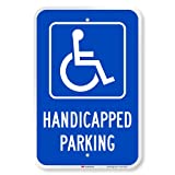 SmartSign Handicapped Parking Sign, 12 x 18 Inches 3M Engineer Grade Reflective Aluminum, Pre-Drilled Holes, USA Made