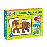 Mudpuppy World of Eric Carle Brown Bear 4-in-A-Box Puzzles, Ages 2-5, Each Measures 6”x8 - Chunky Puzzles with 4, 6, 9 and 12 Pieces Featuring Popular Animals - Difficulty Level Grows with Child