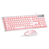 Gaming Keyboard and Mouse Combo, K1 7 Colors LED Backlit Keyboard with 104 Keys Computer PC Gaming Keyboard for PC/Laptop