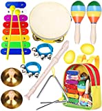 Toddler Musical Instruments Toys- Smarkids Premium Accurately Tuned Percussion Musical Instruments for Kids Children Educational Toy Set for Boys& Girls with Xylophone Flute Tambourine Maraca Backpack