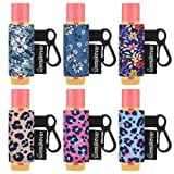 6 Pack Compact Clip-On Chapstick Holder Premium Release Clip Neoprene Sleeve Lip Balm with Clip Fits Most Standard Lip Balm