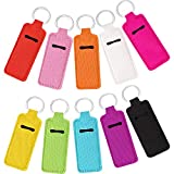 10 Pieces Chapstick Holder Keychain Lipstick Holder Lip Balm Holster Clip-on Sleeve Chapstick Pouch Keychain, Assorted Colors (Silver Ring)