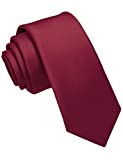 JEMYGINS 2.4" Burgundy Tie Silk Skinny Ties for Men Slim Necktie For Men
