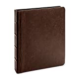Lee Vintage Professional 3 Ring Binder Organizer, 1.5-inch Round Rings, 8.5" x 11" Sheet Size, 2 Inner Pockets, Appearance of Antique Brown Leather, Pen Included