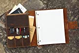 Personalized leather 3 ring binder portfolios with pockets and writing pad / 8.5 x 11 letter size leather padfolio organizer NL05BC