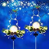 PUAIDA Christmas Decorations Solar Lights Outdoor Garden Waterproof Faux Pine Cones LED Ball Shaped Solar Powered Christmas Gifts Lights Grave Cemetery Pathway Lights for Festival Party Yard Pathway
