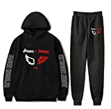 WAWNI Jaden Hossler Tracksuit Two Piece Set Women/Men Hoodies+Jogger Pant Jxdn Unisex Streetwear&Pants (Black,S)