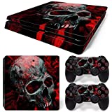 Gam3Gear Vinyl Decal Protective Skin Cover Sticker for PS4 Slim Console & Controller (NOT for PS4 or PS4 Pro) - Red Skull