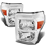DNA MOTORING HL-OH-FSU13-CH-AM Chrome Amber Headlights Replacement For 11-16 F250 F350 F450 F550 SD