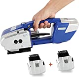 BAOSHISHAN Electric Strapping Machine for 1/2-5/8in PP PET Straps Battery Powered Automatic Strapping Tool Tensioner and Cutter 2 in 1 for Box Pallet Portable Electric Baler(Dark Blue)