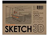 Design Ideation Sketch 3D Perspective Grid Paper Pad. Multi-Media Paper pad for Pencil, Ink, Marker and Watercolor Paints. Great for Art, Design and Education. Two Point Perspective Grid. (Grey Grid)