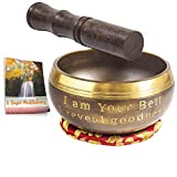 Tibetan singing bowls sound bells: meditation sets for chakra mindfulness, with long healing resonating song for silent mind, 4 inches