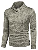 COOFANDY Men's Collared Fall Soft Sweater Thermal Knitted Modern Warm Sweatshirt Khaki