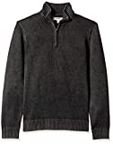 Amazon Brand - Goodthreads Men's Soft Cotton Quarter Zip Sweater, Washed Black, XXX-Large