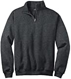 Joe's USA Mens 1/4-Zip Cadet Collar Sweatshirt-XL-BlackHeather