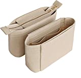 HyFanStr Felt Insert Bag Organizer with Zipper, Small Handbag Purse Organizer Tote Liner Pouch for Women, 2 Pcs Set Beige