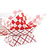Heavy Duty, Grease Resistant 3 Lb Paper Food Tray and Deli Liner 25 Pack. 25-12 x 12 Sandwich Wraps and 25 Durable, Coated Paperboard Baskets. Ideal for Festivals, Carnivals and Concession Stands