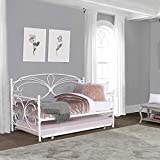 Hillsdale Anslee Whimsical Scroll Metal Complete Twin Daybed with Trundle, White