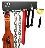 Double Circle Gym Rack Organizer, Multi-Purpose Workout Gear Wall Rack Hanger for Home and Pro Gym Storage for Exercise Bands, Jump Ropes, Chains, Lifting Belts (17" - 9 Hooks)