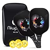 niupipo Pickleball Paddles, USAPA Pro Graphite Pickleball Paddle Set of 2 Pickleball Racquet 4 Pickleball Balls 1 Bag, Polypropylene Honeycomb Core, Graphite Face Cushion 4.25In Grip Pickleball