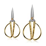 Wasan Gold Plated Dragon and Phoenix Relief Design Bonsai Scissors, Chinese Shears Household Traditional Scissors for Sewing, Art Craft, Food Paper Cutting - 2 Packs (5" and 6")
