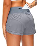 Women's Running Shorts with Zipper Pocket 3 Inch Quick-Dry Workout Athletic Gym Shorts for Women