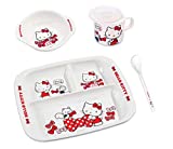 Hello Kitty Red Dinnerware Flatware Meal Set – Plate Bowl Cup Spoon, 4 pieces