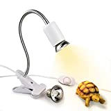 BINANO Heat Lamp for Reptiles Turtle with 50W UVB UVA Bulb with Adjustable Heat Switch with 360 Adjustable Angle&Strong Clips for Reptiles Aquarium Tank (White, Long)