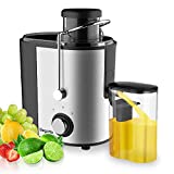 Bagotte Compact Juice Extractor Fruit and Vegetable Juice Machine Wide Mouth Centrifugal Juicer, Easy Clean Juicer, Stainless Steel, Dual-Speed, 400w, BPA-Free