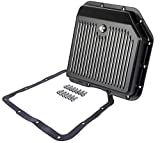 JEGS Aluminum Transmission Oil Pan - Fits GM/Chevrolet TH350 Transmissions & 350 Turbo Transmission - Black Finned Finish - Overall Depth 2 1/4 Inches