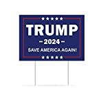 Donald Trump 2024 yard sign Save America Again sign with Metal Stake, 12"x16" Double Sided Fade Resistant