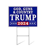 SignPro Trump 2024 Yard Sign | God, Guns, & Country Trump Yard Sign | Trump 2024 Sign | Trump Yard Signs 2024 | 24" x 18" | Includes H Stake | Quantity Discounts (1 Double Sided)