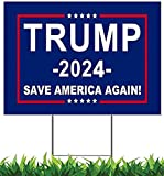 GRIFIL ZERO Trump 2024 Save America Again Yard Sign 18 x 12 Comes with H Stake Made in USA