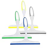 Rubber Squeegees Pack of 4: Streak-Free Handheld Squeegee Cleaner with 9.5" Silicone Blade & Hanging Hole - Wiper Cleaning Tool for Washing Shower Door, Bathroom, Kitchen, Glass, Car