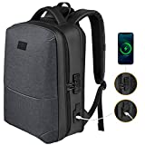 Anti Theft Hard Shell Laptop Backpack 15.6 Inch, Waterproof Expandable Business Computer Backpack with USB Charging Port and Lock for Men, Women Durable College Student Bookbag Travel Daypack, Black