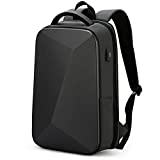 FENRUIEN Anti-Theft Hard Shell Backpack 15.6-Inch,Expandable Slim Business Travel Laptop Backpack for Men,Waterproof Black Laptop Bag with USB Port