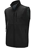 Willit Men's Golf Vest Lightweight Fleece Lined Vest Softshell Outerwear Sleeveless Jacket for Hiking Runing Causal Black XL