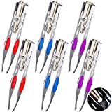 6 Pieces Light Tweezers Stainless Steel Tweezers with LED Light, Makeup Eyelash Eyebrow Hair Removal Tweezers Illuminating Lighted Tweezers for Precision Hair Removal Men Wome (Red, Purple, Dark Blue)