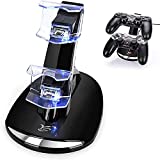 PS4 Controller Charger, Y Team Dual USB PS4 Charging Dock Station with Protection Chip LED Indicator, 2 Hrs Fast Safe Charging PS4 Charger for Playstation 4/PS4 Pro/PS4 Slim