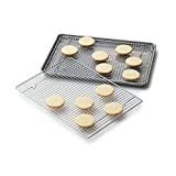 TAPBULL Professional Cross Wire Cooling Rack Half Sheet Pan Grate-16-1/2 x 12" Drip Screen (Set of 2), 16-1/2" x 12", Silver (Silver)