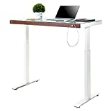 Seville Classics Airlift Tempered Glass Electric Sit-Stand USB Charging Computer Height Adjustable Workstation Desk with Modern Design, 47" MDF Wood Front, White