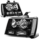 OE Replacement Headlights Assembly Compatible with Chevy Tahoe Suburban 1500 2500 Avalanche 2007 2008 2009 2010 2011 2012 2013 2014, Driver and Passenger Side, Black Housing, Clear Lens