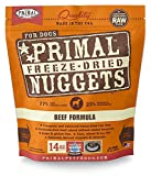 Primal Freeze Dried Dog Food Nuggets, 14 oz Beef - Made in USA, Complete Raw Diet, Grain Free Topper/Mixer