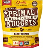Primal Freeze Dried Dog Food Nuggets, 14 oz Rabbit - Made in USA, Complete Raw Diet, Grain Free Topper/Mixer