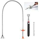 3 Pack Pick-up Tool Set - Extendable Magnetic Pick Up Tools and Flexible Grabber Claw - Retrieving Telescoping Magnet Pickup Tools - Flexible Extra Long Reach Bendable Curve Grabber with 4 Claws